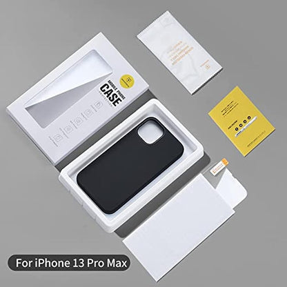 SMARTDEVIL Cover kompatibel mit iPhone 13 Pro Max [Original flüssiges Silikon] [mit gehärtetem Glas], langlebige, langlebige Schutzhülle, weiches Cover für iPhone 13 Pro Max (6,7 Zoll) – Schwarz