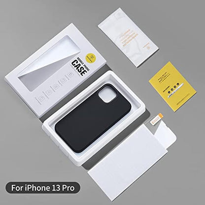 SmartDevil Funda Compatible con iPhone 13 Pro[Silicona Líquida Original] [con Protector Pantalla Cristal Templado], Carcasa Sedoso Suave Militar Antigolpeso, Thin Case iPhone 13 Pro(6.1") -Negro