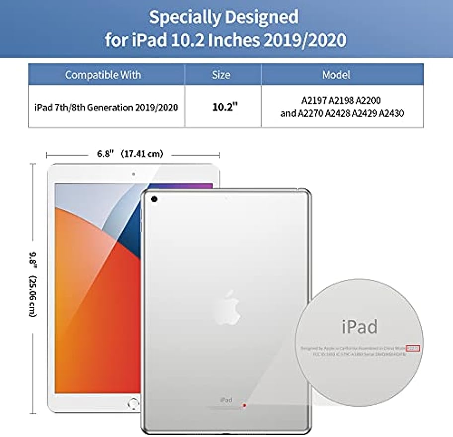 SMARTDEVIL Schutzhülle für iPad 10,2 Zoll 2020/2019 mit Stützfunktion und Auto-Sueño/Estela, Delgada Hülle für iPad 8. Generation 2020 / Hülle für iPad 7. Generation 2019 mit Marco de Metal, Schwarz