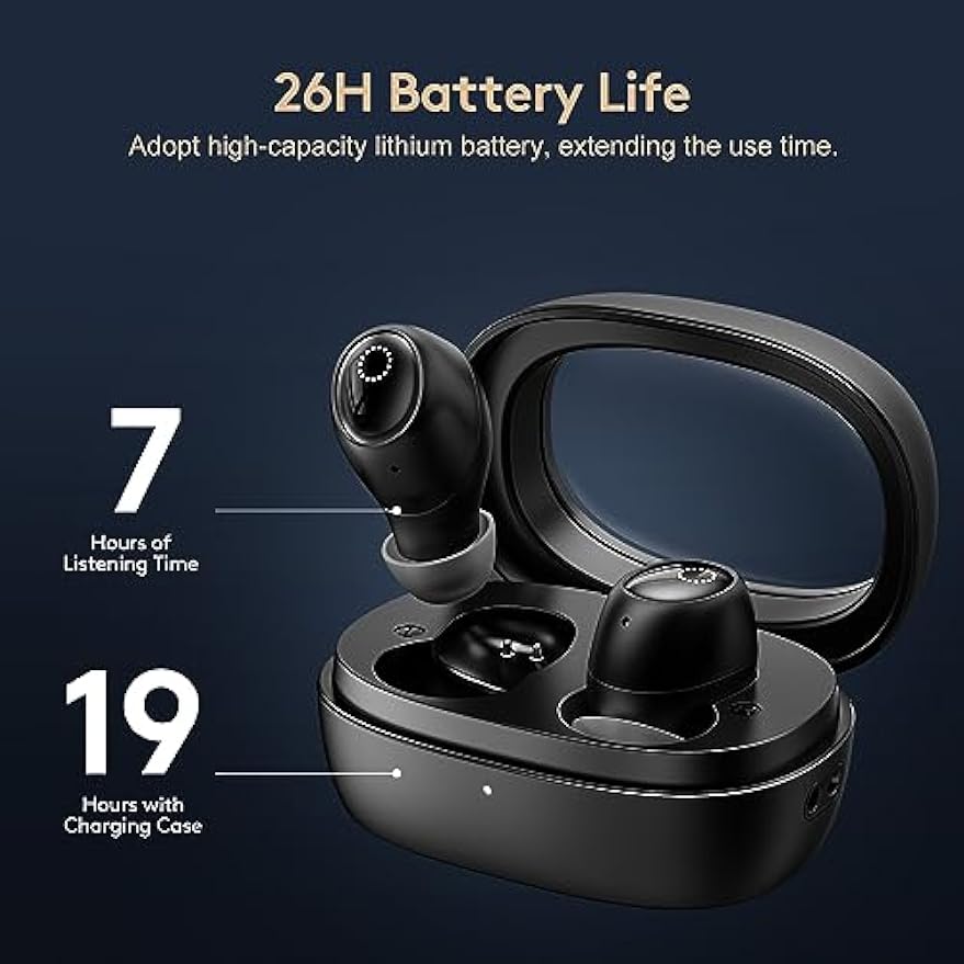 Auriculares inalámbricos SmartDevil Bluetooth 5.3 [Cancelación de ruido ambiental] Auriculares Bluetooth internos, los auriculares más livianos - Negro