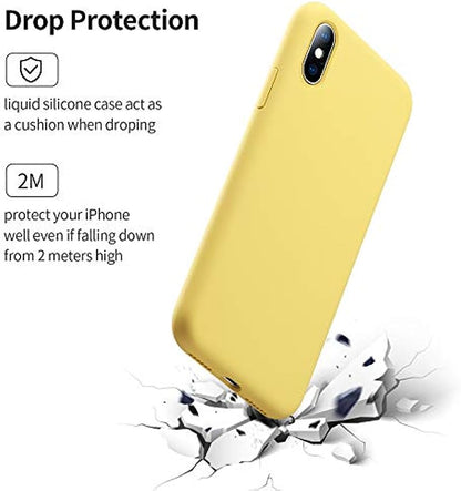 SmartDevil Funda Adecuada para iPhone SE 2020/8/7 +Protector de Pantalla, [Totalmente Protectora] Funda de Gel de Silicona líquida Funda,Microfibra Suave Cojín para iPhone SE 2020/8/7-Amarillo