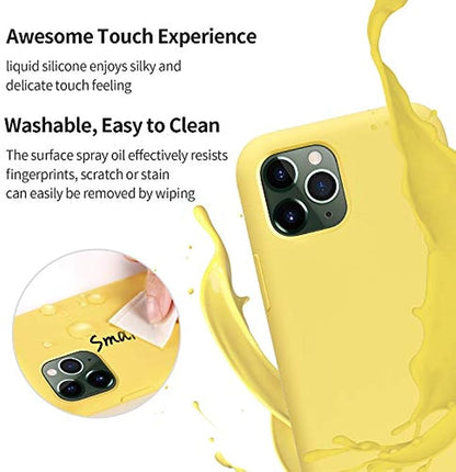 SmartDevil Funda para iPhone 11 Pro+Protector de Pantalla,[Totalmente Protector] Funda de Goma de Gel de Silicona líquida a Prueba.Funda de Microfibra Suave Cojín para iPhone 11 Pro-Amarillo