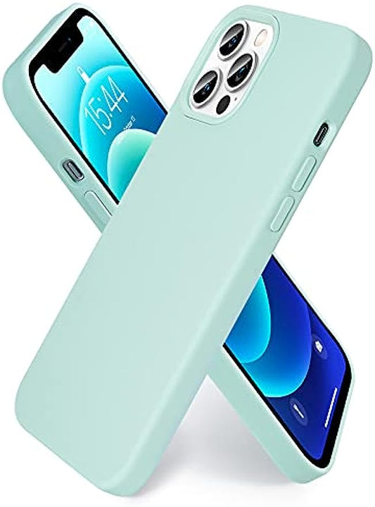 SmartDevil Funda de Silicona Compatible iPhone 12 Pro MAX con Gratis Vidrio Templado Protector de Pantalla, 6.7", Sedoso Suave, Cubierta a Prueba de Golpes con Forro de Microfibra-Azul