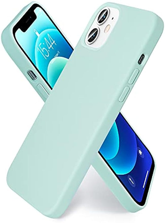 SmartDevil Schutzhülle aus Silikon, kompatibel mit iPhone 12 Mini, mit kostenlosem Vidrio Templado Protector auf der Rückseite, 5,4 Zoll, weiches Leder, geschlossene Tasche und Glasschale mit blauer Mikrofaser-Hülle