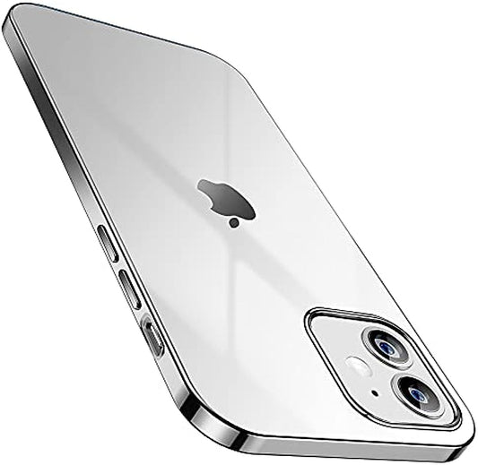 SMARTDEVIL Schutzhülle für iPhone 12 Mini, transparent mit transparenter, vetro temperierter Folie, langlebiges, schützendes Silikon-TPU-Gel-Cover für iPhone 12 Mini, 5,4 Zoll, silberfarben