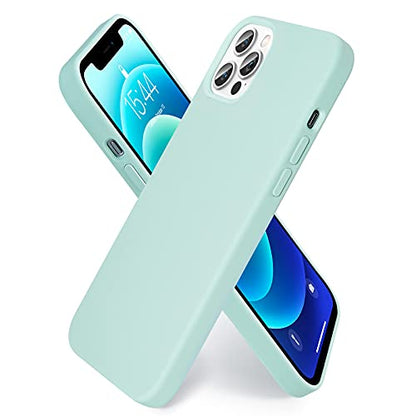 SMARTDEVIL Cover iPhone 12/ iPhone 12 Pro,[Libero Pellicola Vetro Temperato] Custodia Antiurto Gomma Gel Silicio Liquido Con Fodera Tessile Microfibra Morbida Custodia Silicone Protettiva- Bleu