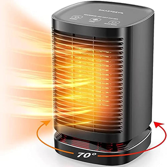 SmartDevil Ventilador Calefactor, Mini Calefactor Portatil oscilante de 70 ° con termostato, 1500W/800W PTC Fast Heater Calefactores cerámicos con 3 Modos, para Hogar Oficina, Escritorio