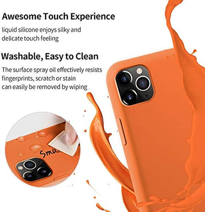 SmartDevil Schutzhülle für iPhone 11 Pro MAX + Schutzfolie, [vollständiger Schutz] Schutzhülle aus flüssigem Silikongel. Microfibra Forro Cojín für iPhone 11 Pro MAX-Naranja