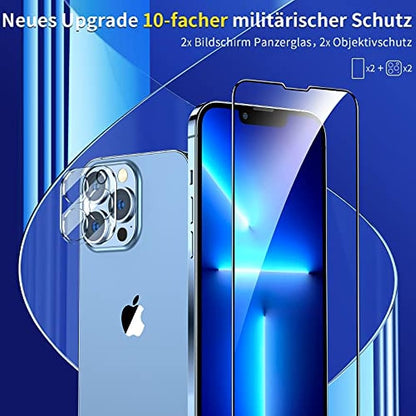 SMARTDEVIL Vetro Temperato per iPhone 13 Pro Max 6,7 Pollici, 2 Pezzi Pellicola Prottetiva, Full Coverage Pellicola Schermo, 9H Hardness