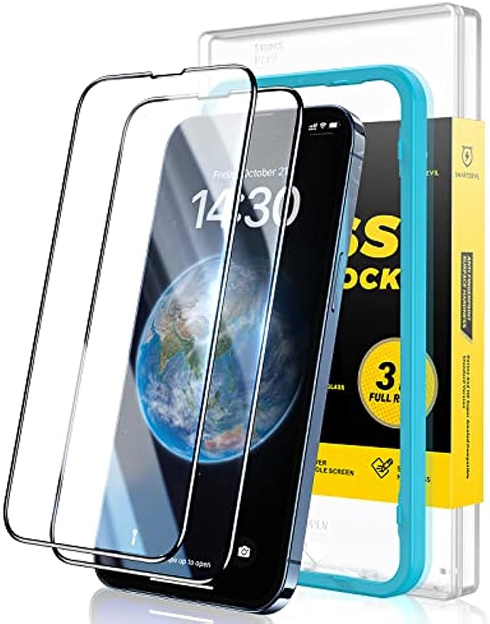 SMARTDEVIL Displayschutzfolie für das iPhone 13/13 Pro 6,1 Zoll, 2 Teile aus Kristallglas, vollständige Bildschirmabdeckung aus Glas, extrem widerstandsfähig und transparent