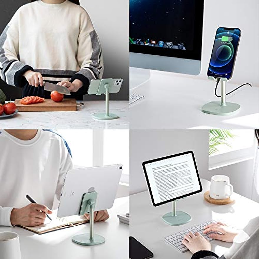 SmartDevil Soporte Tablet, Ergonómico Soporte Móvil Mesa para 4 a 11", Multiángulo Soporte para Movil, Compatible con iPad, Switch, Huawei, XiaoMi, Antideslizante Soporte para Tablet Cama-Verde