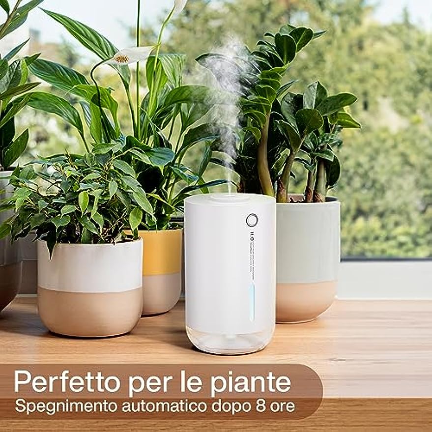 SMARTDEVIL Umidificatori da 500 ml per camera da letto, umidificatore da scrivania, umidificatore personale USB per camera da letto, ufficio, viaggi, piante, spegnimento automatico, 2 modalità di