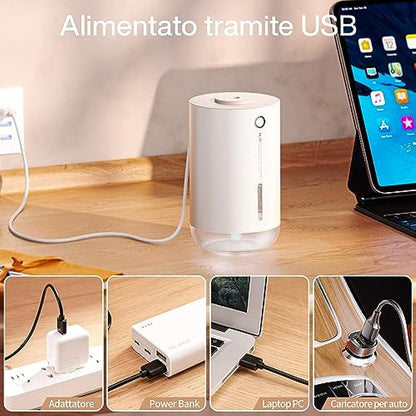 SMARTDEVIL Umidificatori da 500 ml per camera da letto, umidificatore da scrivania, umidificatore personale USB per camera da letto, ufficio, viaggi, piante, spegnimento automatico, 2 modalità di