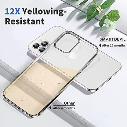 SMARTDEVIL Funda para iPhone 12 Pro Max Trasparente con Gratuito Pellicola Vetro Temperato, Custodia Silicone Morbido Protettivo TPU Gel Cover para iPhone 12 Pro Max 6.7 Pollici-Argento