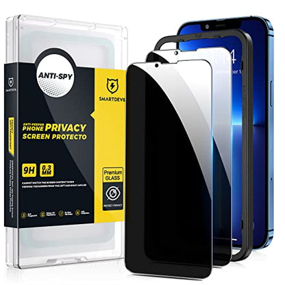 [2 Pack] SmartDevil Privacy Screen Protector for iPhone 13 and iPhone 13 Pro 6.1-Inch, [with Easy Installation Frame] [Case Friendly], Anti-Spy Tempered Glass Protector, Anti-Scratch, 9H Hardness