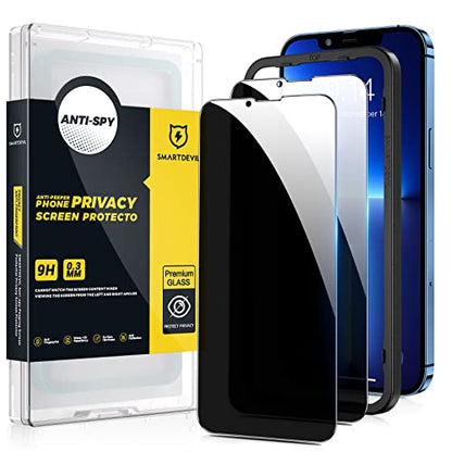 [Paquete de 2] Protector de pantalla de privacidad SmartDevil para iPhone 13 y iPhone 13 Pro de 6,1 pulgadas, [con marco de fácil instalación] [compatible con fundas], protector de vidrio templado antiespía, antiarañazos, dureza 9H