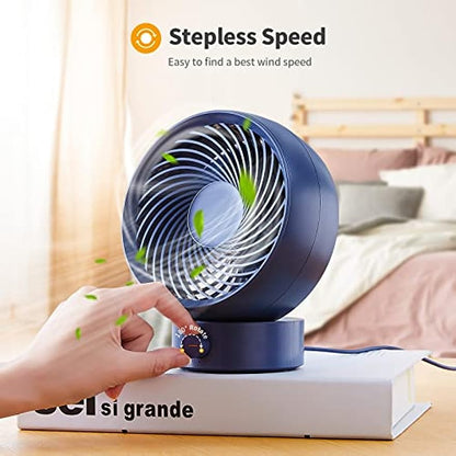 SmartDevil Mesa-Ventilator, geräuschloser USB-Ventilator, tragbarer Mini-USB-Schreibtischventilator, variable Geschwindigkeit von 180° und 20°-Drehwinkel, geeignet für das Haus, Büro-Azul