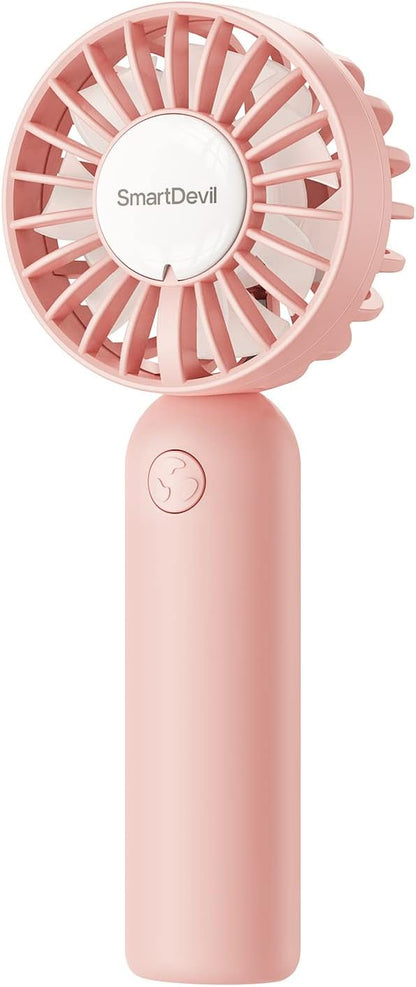 SMARTDEVIL Portable Handheld Fan, Dual Motors Powerful Hand Held Fan, Cute Design 3 Speed Mini Makeup Eyelash Fan, 2000mAh Personal Hand Fan for Girls Women Kids Outdoor Travelling Office Home (Pink)