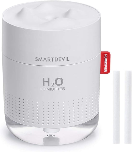 SmartDevil Mini Humidificateur d'air bebe, Pas de batterie, Portable Humidificateur d’Air Maison, USB Humidificateur d’Air Chambre Silencieux pour Bureau, Arrêt Automatique(500ml) - 2 Filtres