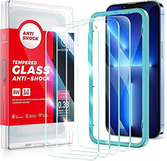 SmartDevil 4 Stück Displayschutzfolie für iPhone 14 Plus/13 Pro Max 6,7 Zoll, Kristallglas mit Installationssatz, gehärtetes Glas, 9H-Dauerhaftigkeit, extrem widerstandsfähig und transparent