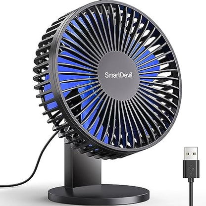 SMARTDEVIL Ventilatore USB, 4 velocità, mini ventilatore USB da tavolo, ventilatore piccolo silenzioso, ventilatore USB per desk a basso rumore, ventilatore USB, facile da trasportare, per ufficio,