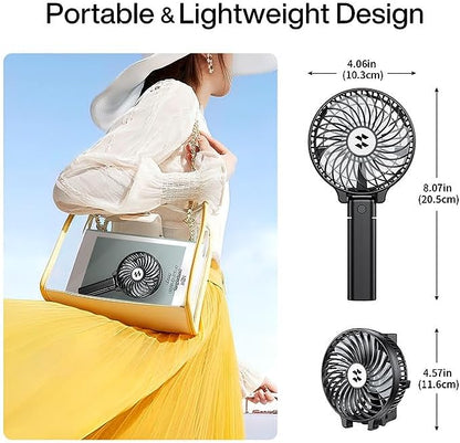 SMARTDEVIL Handheld Fan, Portable Hand Held USB Rechargeable Fans with 3 Speeds, Battery Operated Electric Powered Mini Small Hand Fan Foldable Desk Desktop Fans for Home Office Ceiling Travel