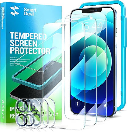 Smartdevil Tempered Glass Screen Protector with Camera Lens Protector for iphone (3 Pack)