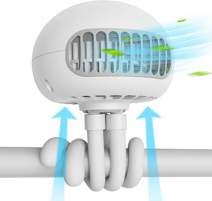 SmartDevil Kinderwagen-Ventilator, 3-Gang-tragbarer, ansteckbarer Kinderwagen-Ventilator mit flexiblem Stativ, 60 ° drehbarer persönlicher, batteriebetriebener Jellyfish-Handventilator, für Kinderwagen, Autositz, Laufband, Camping (schwarz)