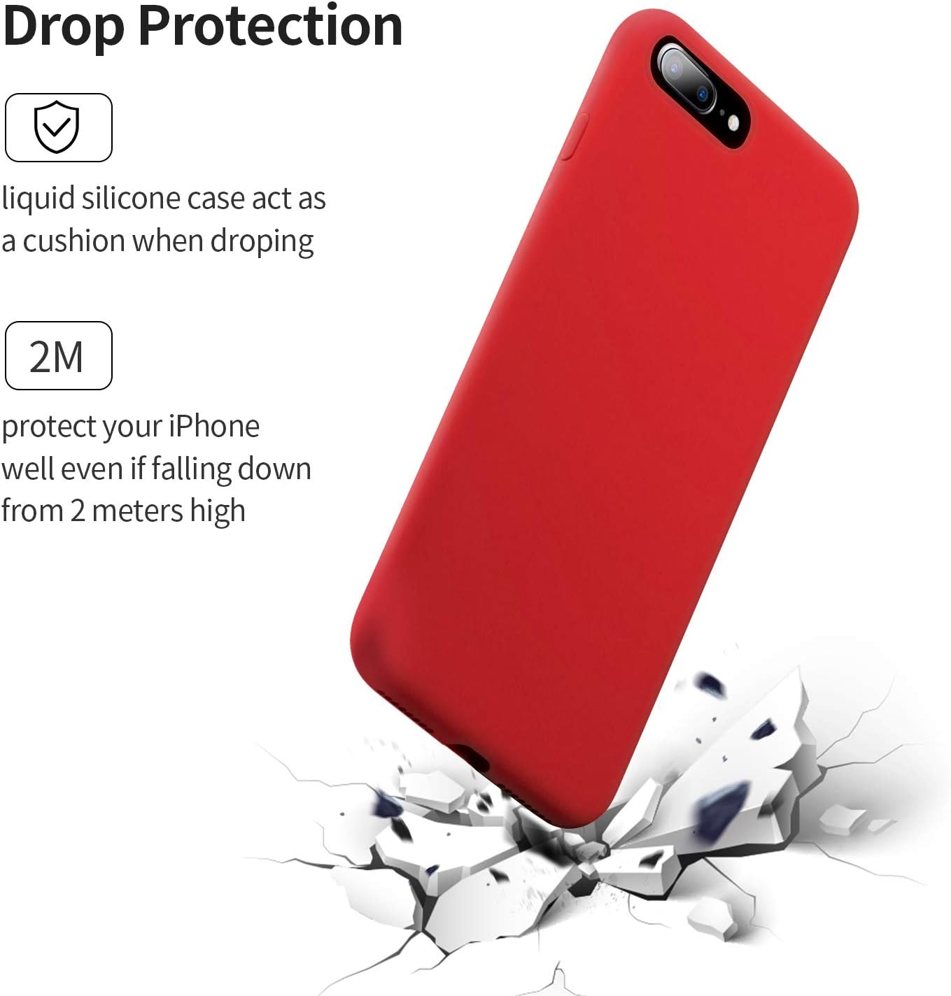 SMARTDEVIL iPhone 7 Plus/8 Plus Hülle Silikon [Freier Schutzfilm] Stoßfest Dünn Handyhülle Luxusausgabe Silikon iPhone 7 Plus/8 Plus Schutzhülle mit Soft Microfaser Tuch Futter Bumper Case Cover