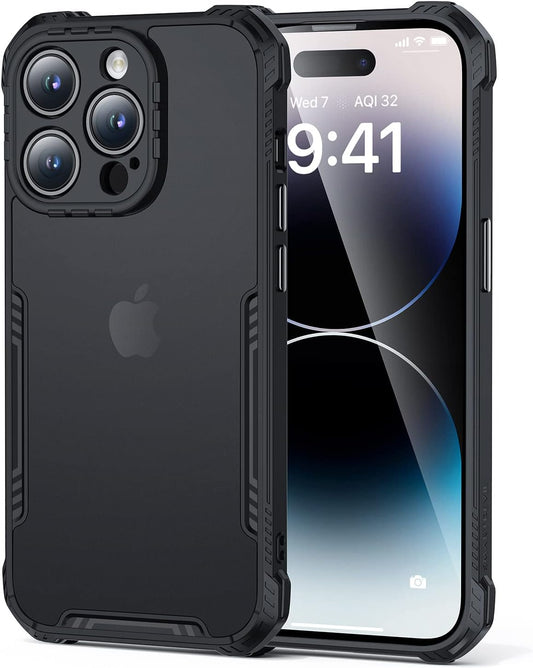 SmartDevil New Full Cover für iPhone 14 Pro Hülle, Kameraschutz, stoßfester Schutz in Militärqualität, kratzfeste Rückseite (Schwarz)