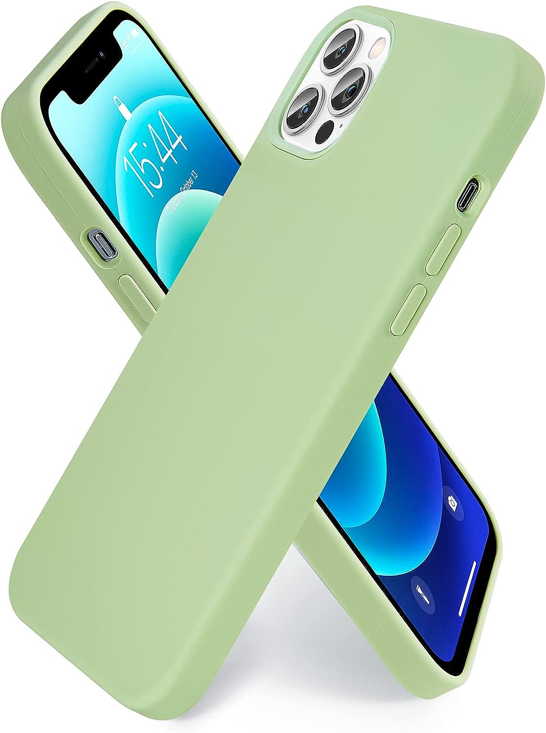 SmartDevil Funda de Silicona Compatible iPhone 12/iPhone 12 Pro con Gratis Vidrio Templado Protector de Pantalla, 6.1", Sedoso Suave, Cubierta a Prueba de Golpes con Forro de Microfibra-Amarillo