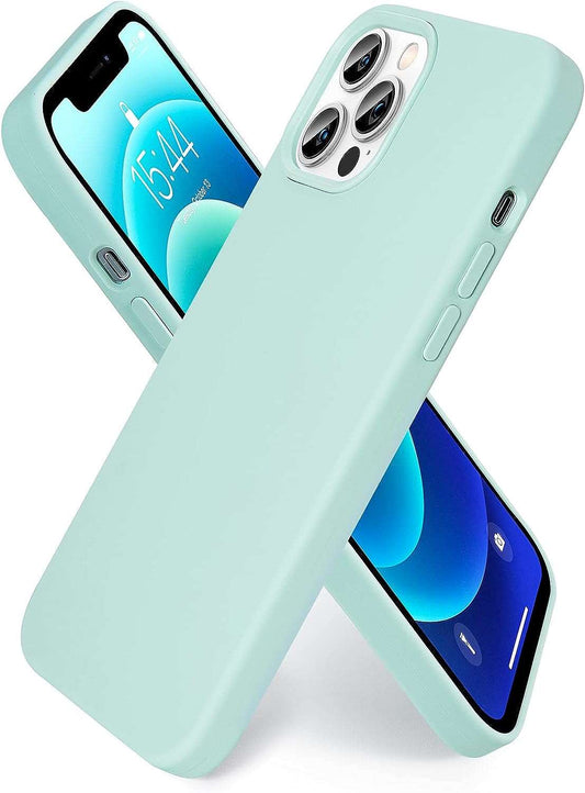 SMARTDEVIL Cover iPhone 12 Pro Max,[Libero Pellicola Vetro Temperato] Custodia Antiurto Gomma Gel Silicio Liquido Con Fodera Tessile Microfibra Morbida Custodia Silicone Protettiva - Bleu