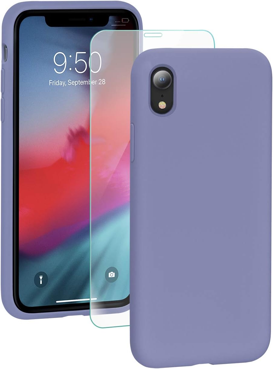 SMARTDEVIL iPhone XR Hülle Silikon [Freier Schutzfilm] Stoßfest Dünn Handyhülle Luxusausgabe Silikon iPhone XR Schutzhülle mit Soft Microfaser Tuch Futter Bumper Case Cover