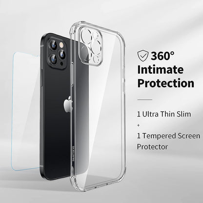 SMARTDEVIL Coque avec iPhone 13 Pro Max[Crystal Clair Absorption-Chocs Bumper] [avec Verre Trempé Protection écran],Doux Transparente et Protection Militaire pour iPhone 13 Pro Max Case(6.7")-Clair