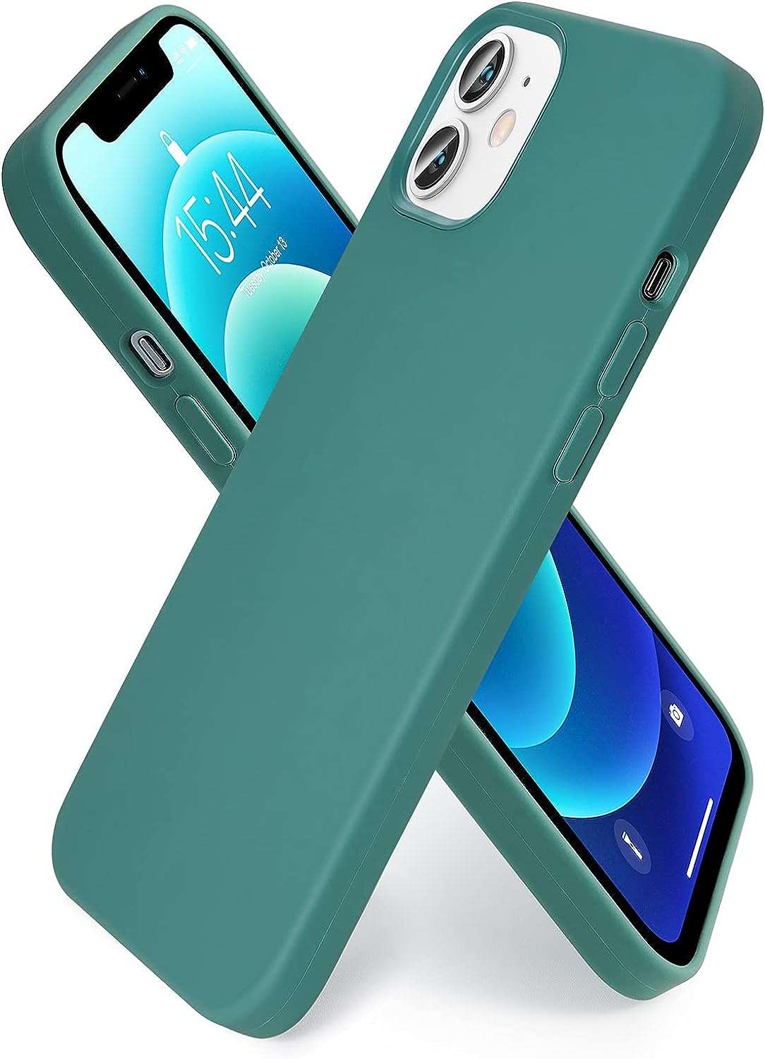 SMARTDEVIL Cover in Silicone Compatibile iPhone 12 Mini con Gratuito Pellicola Vetro, 5.4 Pollici, Custodia Protettiva Corpo Morbido setoso Antiurto con Fodera in Microfibra,Blu