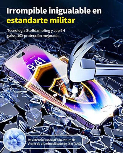 SmartDevil 3 PCS Protector de Pantalla para iPhone 14 Pro MAX 6.7 Pulgadas, Vidrio Templado con Kit de Montaje, Vidrio Templado Antihuellas, Dureza 9H, Super Resistente a la Abrasión y Transparente