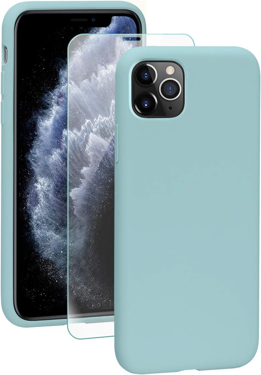 SmartDevil Funda para iPhone 11 Pro+Protector de Pantalla,[Totalmente Protector] Funda de Goma de Gel de Silicona líquida a Prueba.Funda de Microfibra Suave Cojín para iPhone 11 Pro-Amarillo