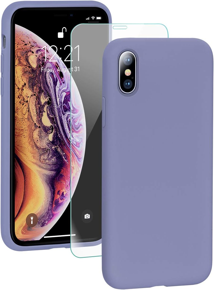 SMARTDEVIL iPhone XS MAX Funda de silicona [Freier Schutzfilm] Stoßfest Dünn Handyhülle Luxusausgabe Silikon iPhone XS MAX Funda con suave microfaser Tuch Futter Funda protectora