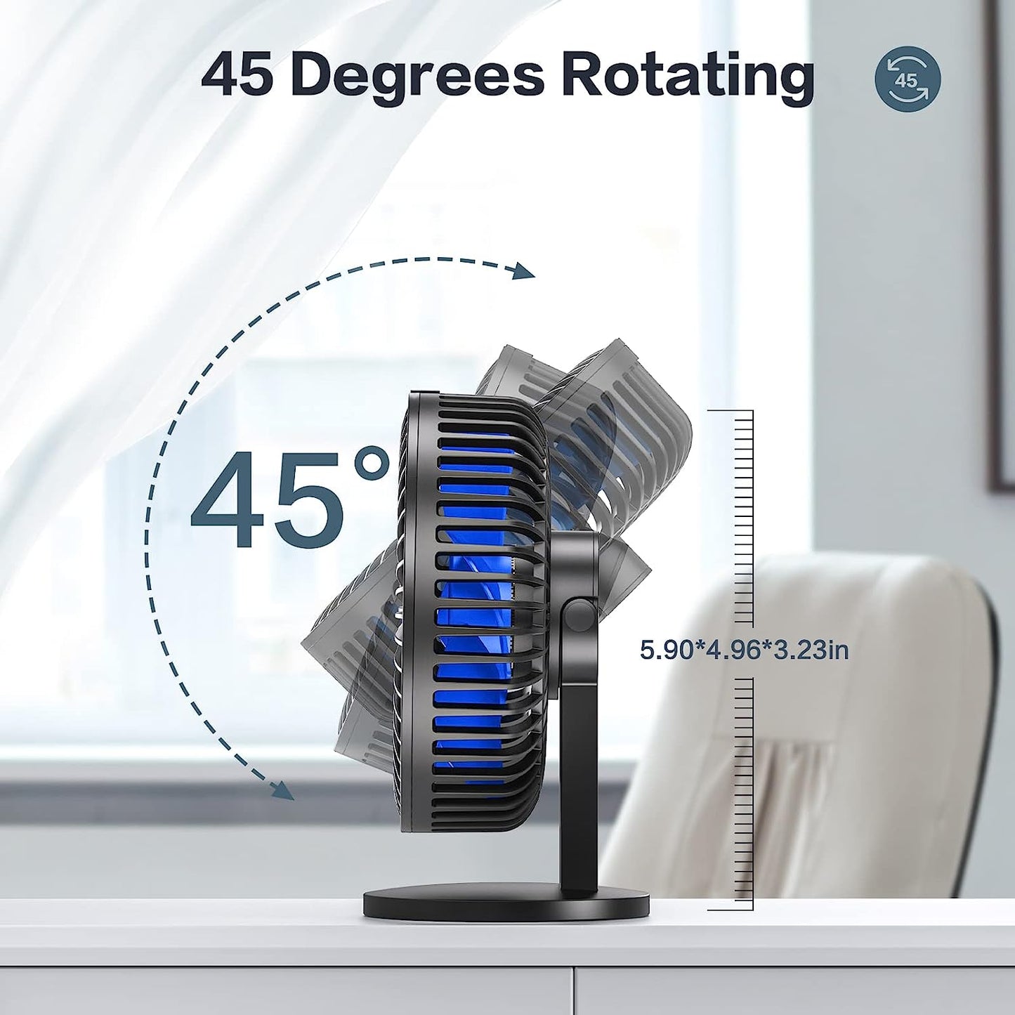 SMARTDEVIL Ventilador USB, 4 Geschwindigkeiten Mini ventilador USB Tischventilator, Ventilator Klein Leise, USB Desk Fan Geräuscharm, USB Fan Einfach zu Tragen, für Büro, Zuhause und im Freien(Blau)