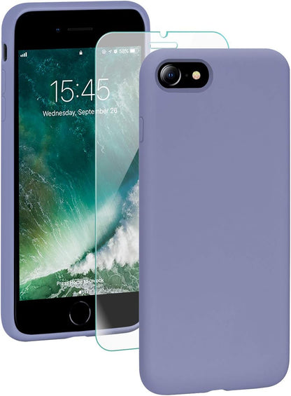 SMARTDEVIL iPhone SE 2020/8/7 Hülle Silikon [Freier Schutzfilm] Stoßfest Dünn Handyhülle Luxusausgabe Silikon iPhone SE 2020/8/7 Schutzhülle mit Soft Microfaser Tuch Futter Bumper Case Cover