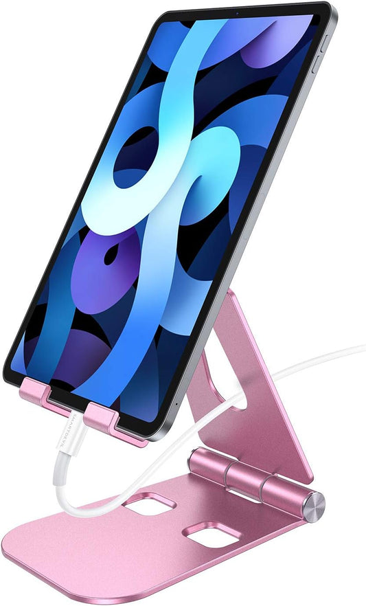 SMARTDEVIL 2020 Support Tablette Téléphone Bureau Réglable et Pliable Support Dock Compatible avec iPhone 11 Pro Max 11 X 7, Pad Pro 2019, Pad Air, Pad Mini, Huawei, Samsung, Nintendo Switch-Or Rose