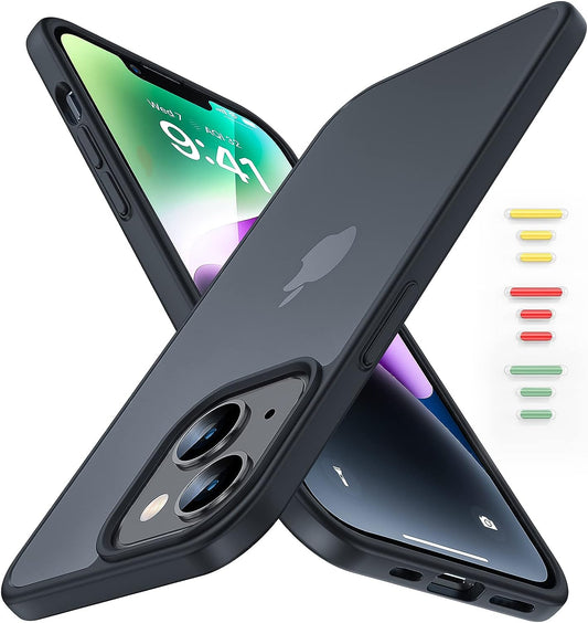 SmartDevil stoßfeste Hülle für iPhone 14 [stoßfestes Design in Militärqualität] [mit Displayschutzfolie], durchscheinende, matte, harte Rückseite mit weicher, stoßfester Stoßstangenhülle für iPhone 14-6,1 Zoll
