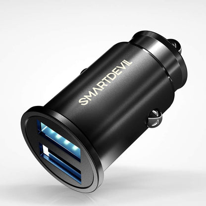 SMARTDEVIL Auto ladegerät, Kfz Ladegerät 12V 2 Port QC 3.0 Zigarettenanzünder USB Ladegerät für iPhone 14 13 12 11, Samsung, Huawei, HTC LG iPad Powerbank usw. Schwarz