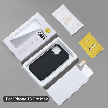 SMARTDEVIL Flüssigsilikonhülle für iPhone 13 Pro Max [Original Flüssigsilikon] [mit Displayschutzfolie aus gehärtetem Glas], seidenweiche, stoßfeste, rutschfeste Schutzhülle für iPhone 13 Pro Max (6,7 Zoll) – Schwarz