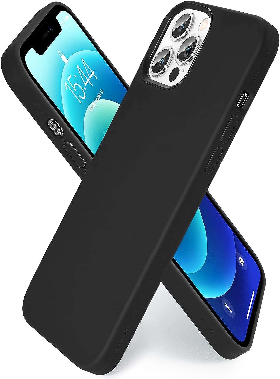 SMARTDEVIL Cover in Silicone Compatibile iPhone 12 / iPhone 12 PRO con Gratuito Pellicola Vetro, 6.1 Pollici, Custodia Protettiva Corpo Morbido setoso Antiurto con Fodera in Microfibra, Blu