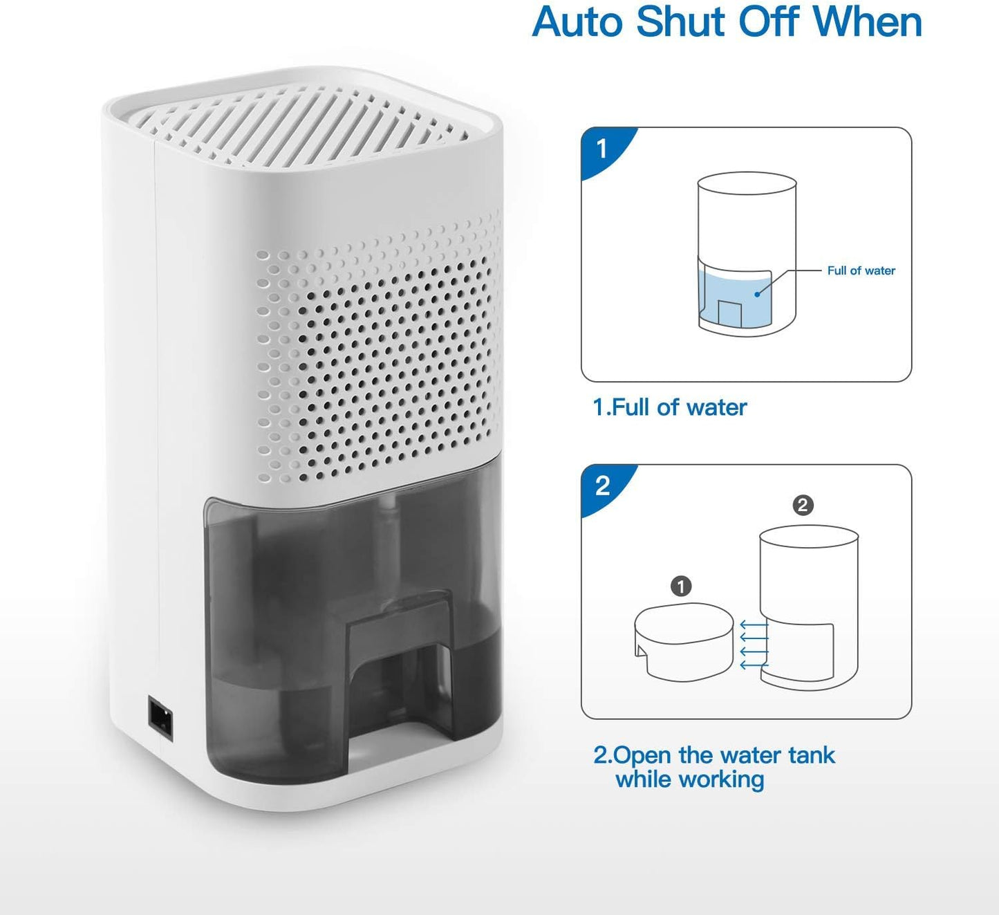 SmartDevil Dehumidifier, 850ml (28 oz) Auto-Off Small Dehumidifier for 215 sq ft, Compact and Portable Mini Dehumidifier for Basement, Bathroom, Garage, Wardrobe, RV and Room (White)