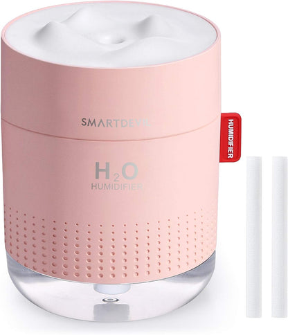 SMARTDEVIL USB Luftbefeuchter 500ml, Mini Air Humidifier Ultra Leise luftbefeuchter, Automatische Abschaltung Tragbarer Luftbefeuchter, Keine Batterie, Ätherisches Öl verboten, 2 Filter