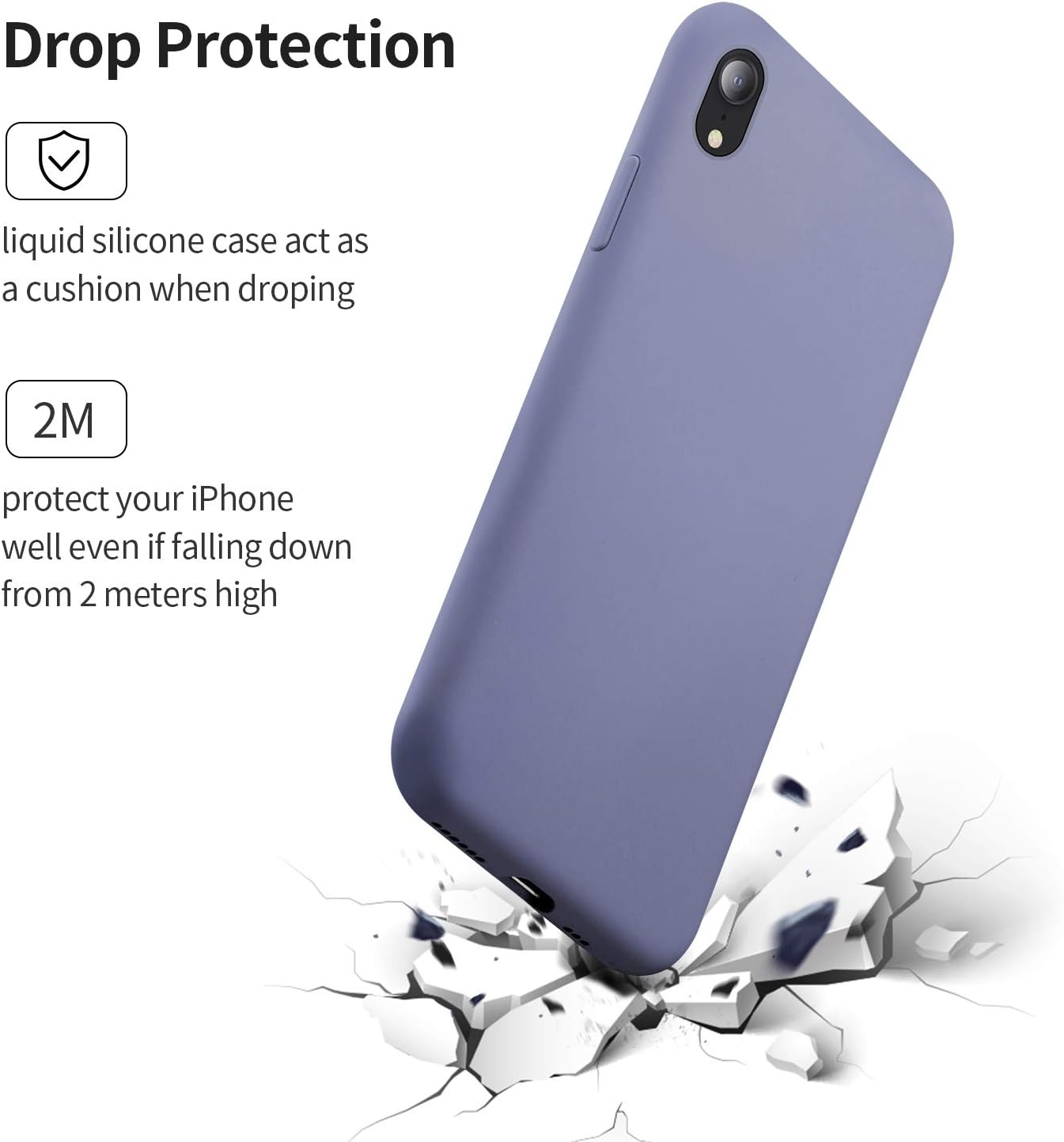 SMARTDEVIL iPhone XR Hülle Silikon [Freier Schutzfilm] Stoßfest Dünn Handyhülle Luxusausgabe Silikon iPhone XR Schutzhülle mit Soft Microfaser Tuch Futter Bumper Case Cover