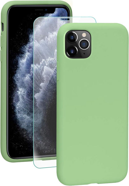 SmartDevil Funda para iPhone 11 Pro+Protector de Pantalla,[Totalmente Protector] Funda de Goma de Gel de Silicona líquida a Prueba.Funda de Microfibra Suave Cojín para iPhone 11 Pro-Amarillo