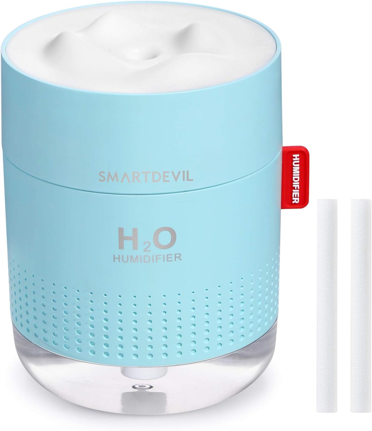 SmartDevil Mini Humidificador de aire para bebé, Pas de batería, Humidificador de aire portátil para casa, Humidificador de aire USB Chambre Silencieux pour Bureau, Arrêt Automatique(500ml) - 2 filtros